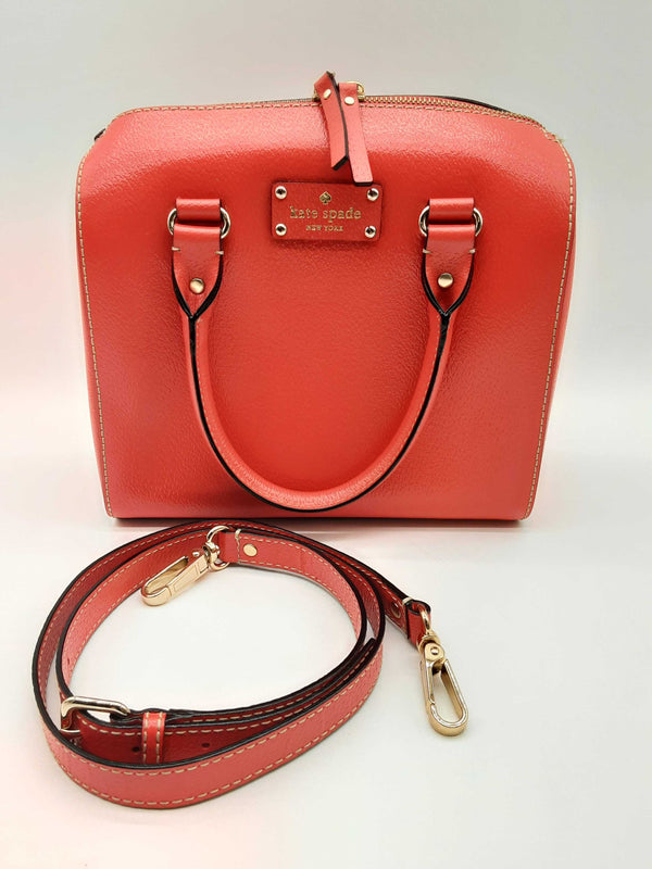 Kate Spade New York Alessa Wellesley Red Orange Leather Satchel Bag Do1024wxde