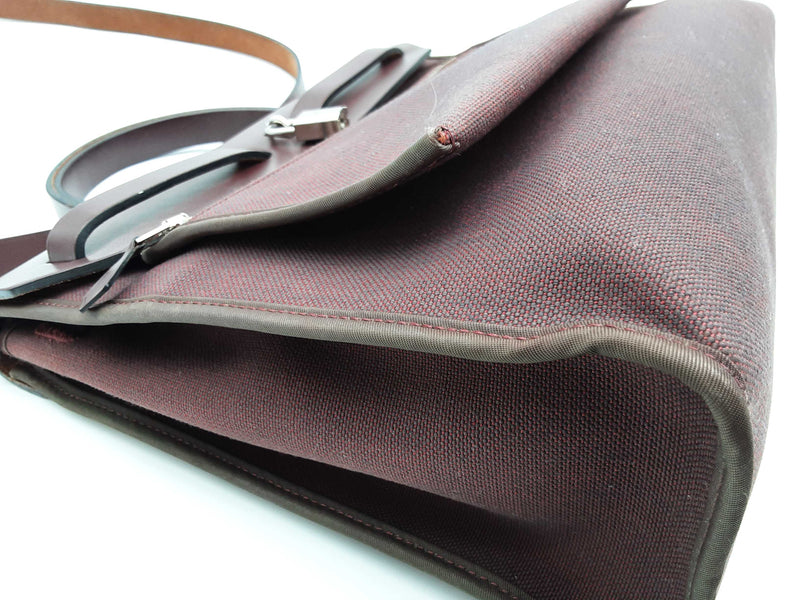 Hermes Herbag 31 Prune Red Purple Militaire Canvas Leather Bag Do0525exzde