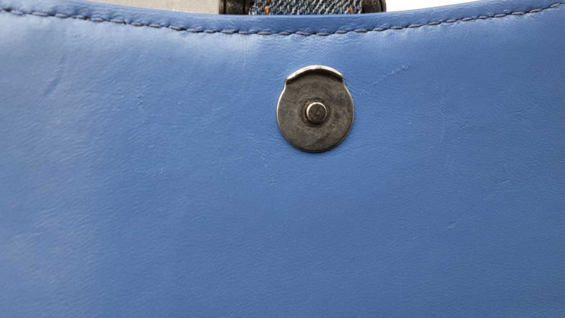 Balenciaga Denim Bb Monogram Hourglass Shoulder Bag Eb1025wrxdu