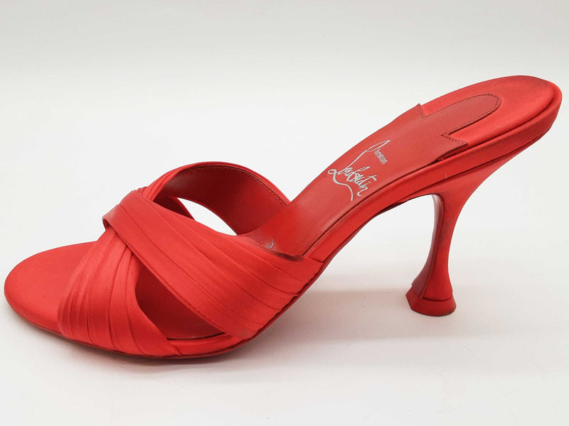 Christian Louboutin Nicol Is Back Red Satin Heels Size Eu 36.5 Do0525lxzde