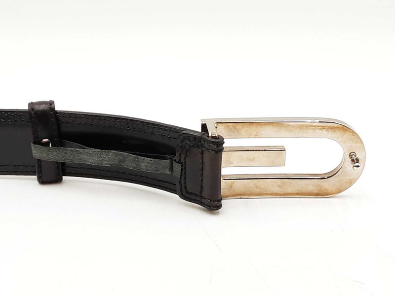 Gucci Silver-tone G Buckle With Black Leather Belt Size 95|38 Fw0325ozxdu