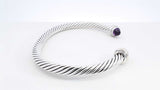 David Yurman Cable Classics 925 & Amethyst Bangle 29.6 Grams 7 Inch Fw0426olxdu