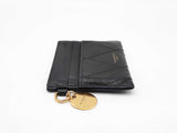 Givenchy Gv3 Card Holder Wallet In Black Diamond-stitched Leather Fw0726lcrdu