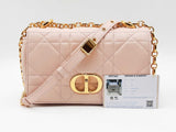 Christian Dior Small Soft Caro Bag In Pink Macrocannage Lambskin Fw0326srzdu