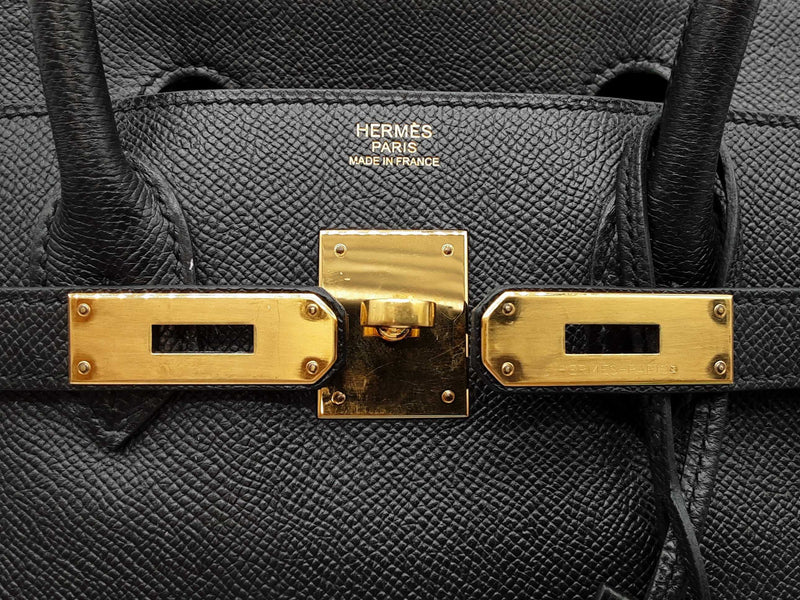 Hermes Birkin 30 Noir Black Epsom Gold Hardware Handbag Do0825lxzxzde