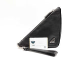 Prada Triangle Embossed Logo Black Leather Clutch Fw0225rzxdu