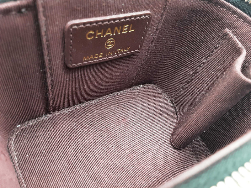 Chanel Mini Vanity Black Caviar Leather Chain Crossbody Case Do0825lrxzde