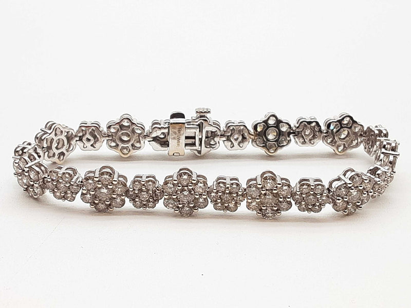 5.35 Cttw Diamonds 14k White Gold 13.5g Flower Tennis Bracelet 6 In Do0525lxzxde