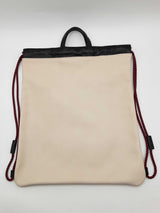 Gucci 516689 Printed Logo Beige Leather Drawstring Backpack Do0326wxzde