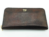 Tom Ford Brown Metallic Lizard Scale Embossed Leather Zipper Wallet Do0725oxzde