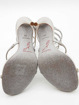 Rene Caovilla Cleo Satin & Rhinestone Snake Ankle Wrap Heels Size 36 Eb1225lxzde