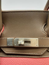 Hermes Birkin 30 Brown Swift Red Clemence Palladium Handbag Do0523lwxzxde