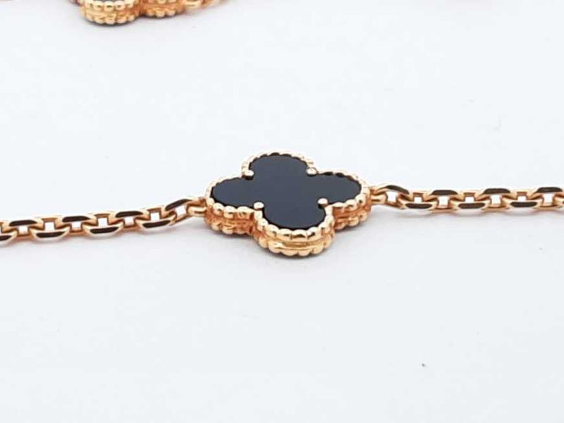 Van Cleef & Arpels Alhambra Onyx 18k Yellow Gold Necklace 21.7g 16 Inch Eb0824ipzxmia