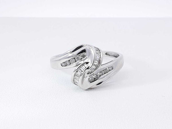 0.26 Cttw Diamond & 14k White Gold Swirl Ring 4 Grams Size 11 Fw0925lczdu9