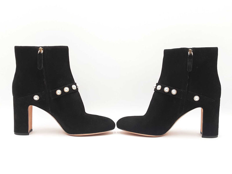 Kate Spade Stunner Faux Pearl Booties In Black Suede Size Us 9.5b Fw0725ixdu