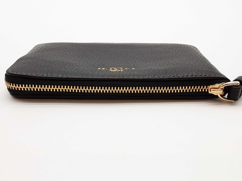 Coach Black Pebbled Leather Zipper Wristlet Do0325lrde