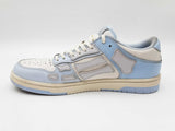 Amiri Skel Low Top Sneakers In White & Powder Blue Leather Size 11 Fw0625lxzdu