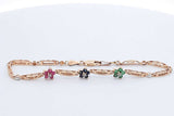 Ruby, Saphire & Emerald Flower Bracelet 10k Yellow Gold 3.9g 7 Inch Eb1124rxdu