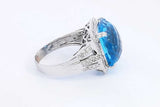 Blue Gemstone & Diamond Ring In 14k White Gold 2 Grams Size 8.75 Eb0724lxzsa