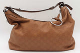 Gucci Gg Monogram Brown Leather Hobo Shoulder Bag Eb1026lrxde