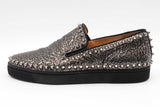 Christian Louboutin Pik Boat Spikes Textured Metallic Sneakers Sz 40 Eb0926lxzsa