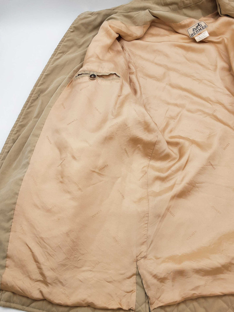 Hermes Khaki Tan Quilted Trench Coat Size 56 Do0625rxzde