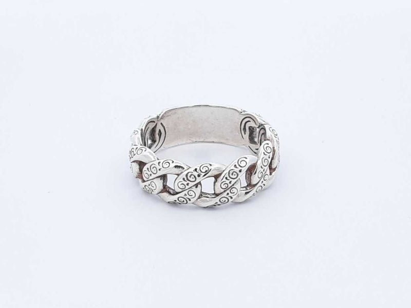 Konstantino Sterling Silver Carved Curb Link Ring 9.1 Grams Size 12 Fw0425pxdu