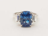 Blue Stone White Stones 0.925 Sterling Silver 4.2g Ring Size 6.25 Do0926rxde