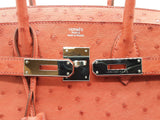 Hermes Birkin 30cm Brique Red Ostrich Palladium Hardware Handbag Do0626lrxzxde