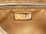 Versace Snap Out Of It Boston Bag In White Canvas & Gold Leather Fw1225oxzdu