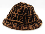 Fendi Zucchino Ff Brown Shearling Fur Bucket Hat Do0326orxde