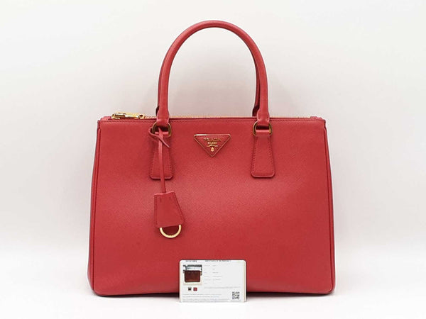 Prada Galleria Double Zip Tote Bag In Red Saffiano Leather Fw0925przdu