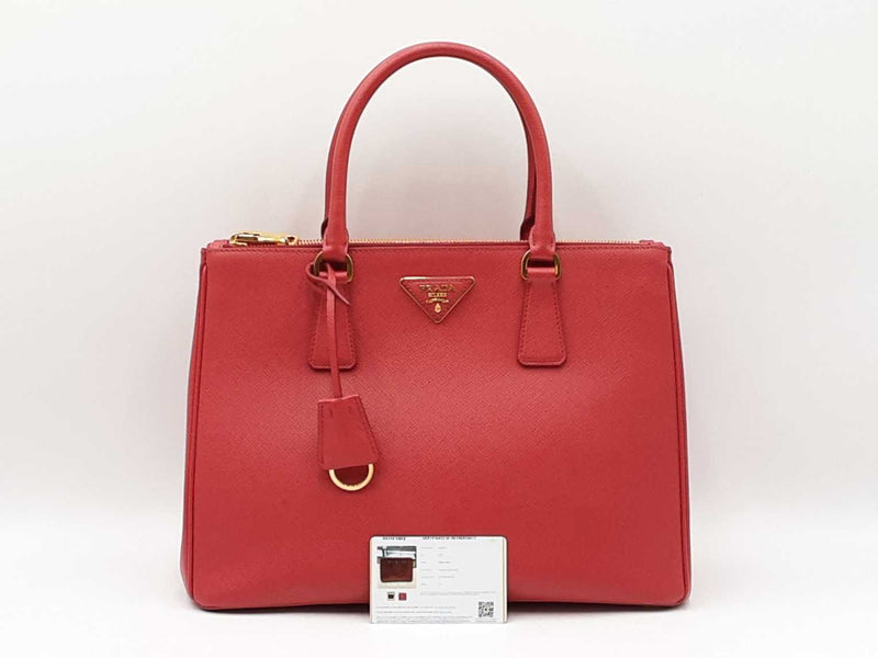 Prada Galleria Double Zip Tote Bag In Red Saffiano Leather Fw0925przdu