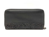 Kate Spade Greta Court Glitter Neda Wallet In Black Crosshatched Pvc Fw1025wxdu