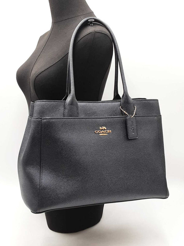 Coach Casey Tote Bag In Metallic Charcoal Crossgrain Leather Fw1025ixdu