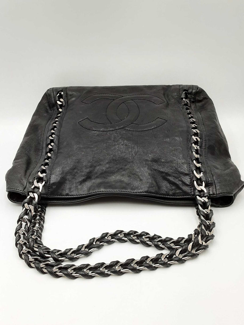 Chanel Black Leather Chain Tote Bag Eb09exzdu