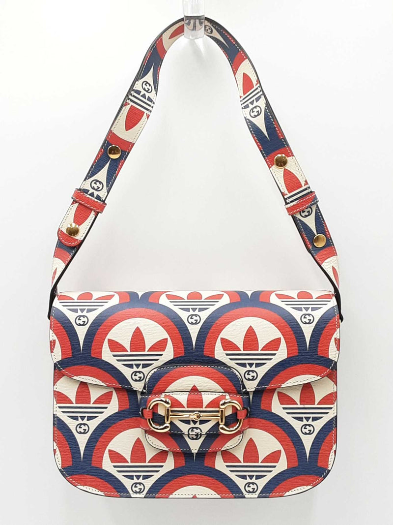 Gucci X Adidas Horsebit 1955 Handbag In Shanghai Trefoil Leather Fw01025izxdu