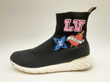 Louis Vuitton Lv Appliqué Black Knit Stretch Sneakers Size 38.5 Fw0924wxzde