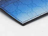 Gucci Chroma Card Case In Gradient Blue Gg Monogram Coated Canvas Fw1225lrzdu