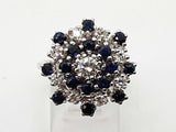 Sapphires And Natural Diamonds 14k White Gold 8.0g Ring Size 6.25 Do0726cxzde