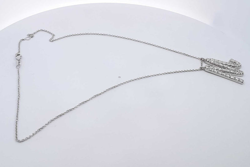 2.16ctw Lab Grown Diamond M Pendant Necklace 14k White Gold 8.6g Eb0125scrsa