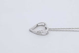 10k White Gold Heart Pendant With Diamond & 10k White Gold Chain 0.9g Eb0626wxdu