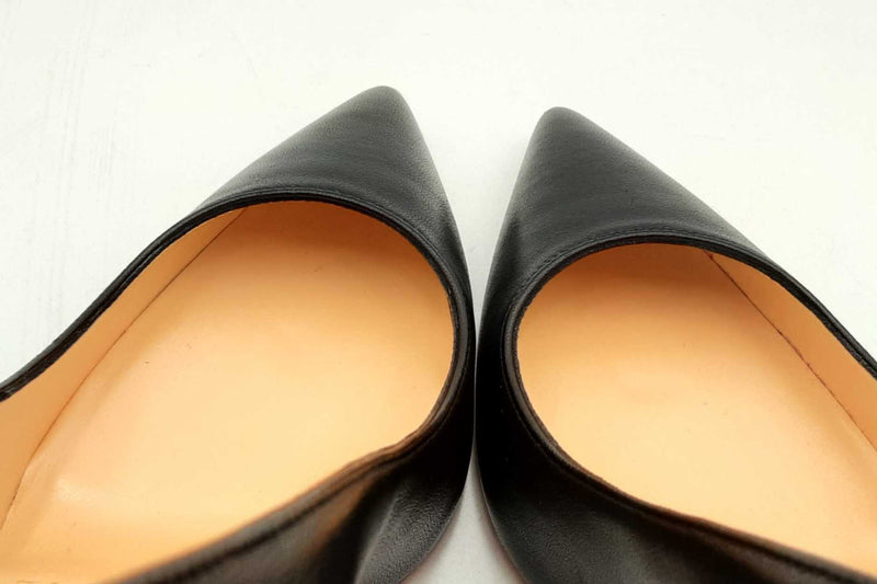 Christian Louboutin Black Leather Heels Size 36.5 Eb0924lxzsa