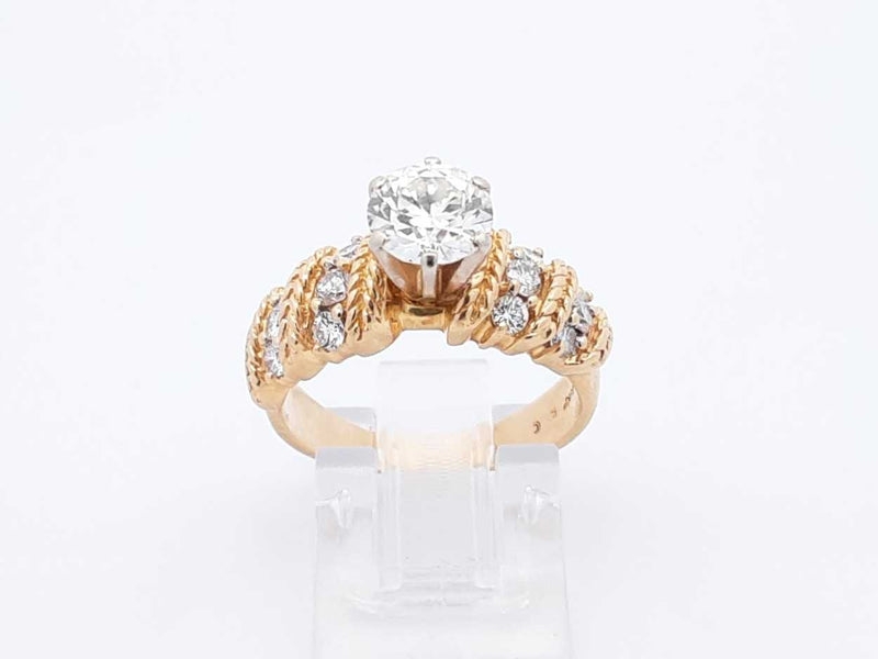 1.38 Cttw Diamond & 18k Yellow Gold Rope Ring 7.4 Grams Size 6 Fw0925lwxzdu
