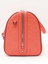 Mcm Ottomar Essential Boston Bag In Embossed Hot Coral Leather Fw0825lexdu