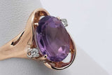 Oval Purple Gemstone & Diamond Ring In 14k Yellow Gold 5.8 Grams Size 8.5 Eb0226oxzsa