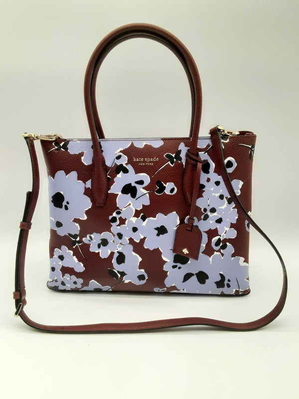 Kate Spade Eva Floral Bouquet Purple Top Zipper Tote Bag Do0924wxde