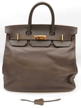Hermes Birkin Hac 40 Gris Etain Gray Togo Gold Hardware Duffle Bag Do0925llxzxde