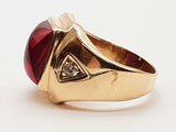Synthetic Ruby 14k Yellow Gold 12.2g Ring Size 9.25 Do0525pcrde
