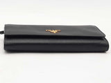 Prada Saffiano Leather Wallet Black Aa1125orzsa